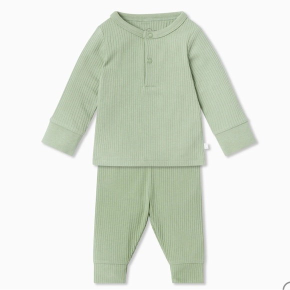 Baby Mori - Sage Ribbed Pajama Set Size 0-3 Months - Picture 2 of 9